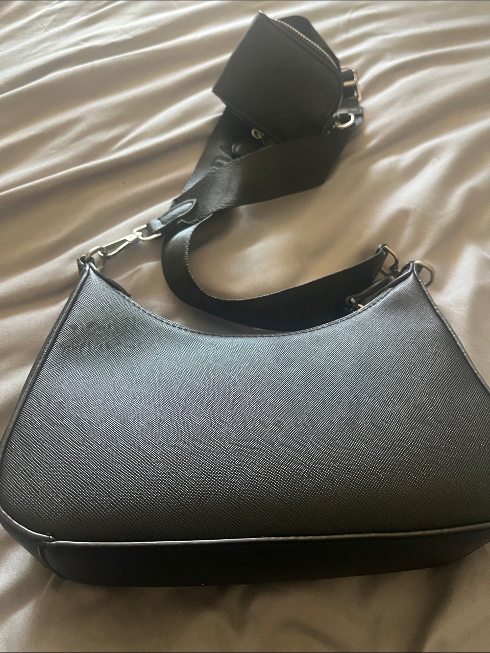 Prada Black Saffiano Mini Shoulder Bag with Detachable Pouch - Picture 3 of 6